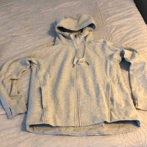 Lululemon light gray fleece zip up, size 6.